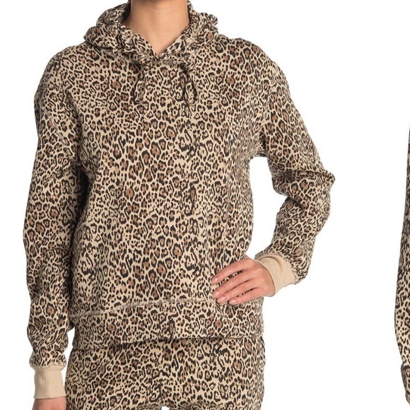 Socialite sz XS tan leopard print pullover hoodie - Picture 1 of 13
